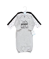 Hudson Baby Boys Cotton Gowns, Mom Dad Moon And Back - Assorted Pre