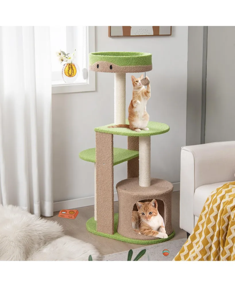 5-Tier Cat Tree Tower 44'' Cat Climbing Stand Perch with Sisal Scratching Posts