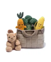 Lambs & Ivy Plush Veggie Basket Play Set with Interactive Stuffed Vegetable Toys