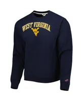 Men's League Collegiate Wear Navy Distressed West Virginia Mountaineers 1965 Arch Essential Lightweight Pullover Sweatshirt