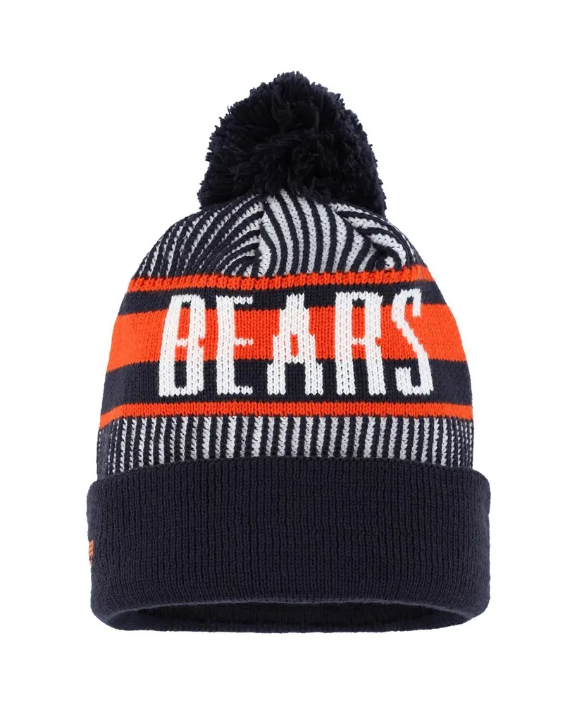 Youth Boys and Girls New Era Navy Chicago Bears Striped Cuffed Knit Hat with Pom