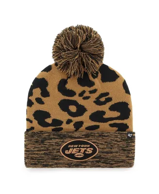 Women's '47 Brand Brown New York Jets Rosette Cuffed Knit Hat with Pom
