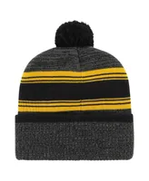 Men's '47 Brand Black Pittsburgh Steelers Fadeout Cuffed Knit Hat with Pom