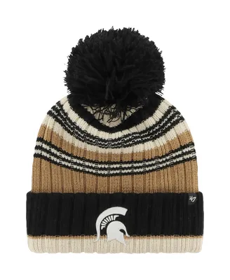 Women's '47 Brand Khaki Michigan State Spartans Barista Cuffed Knit Hat with Pom