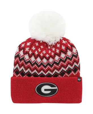 Women's '47 Brand Red Georgia Bulldogs Elsa Cuffed Knit Hat with Pom