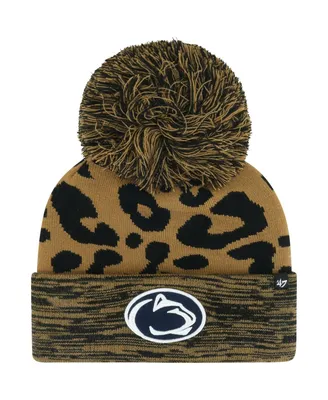 Women's '47 Brand Brown Penn State Nittany Lions Rosette Cuffed Knit Hat with Pom