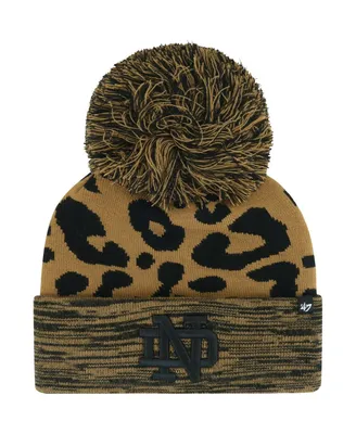 Women's '47 Brand Brown Notre Dame Fighting Irish Rosette Cuffed Knit Hat with Pom