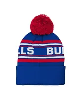 Youth Boys and Girls Royal Buffalo Bills Jacquard Cuffed Knit Hat with Pom