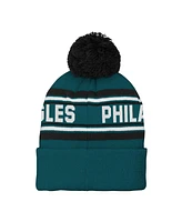 Youth Boys and Girls Midnight Green Philadelphia Eagles Jacquard Cuffed Knit Hat with Pom