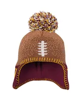 Preschool Boys and Girls Brown Washington Commanders Football Head Knit Hat with Pom