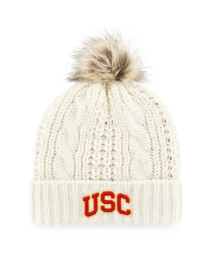 Women's '47 Brand White Usc Trojans Meeko Cuffed Knit Hat with Pom