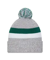 Men's New Era Heather Gray New York Jets Cuffed Knit Hat with Pom