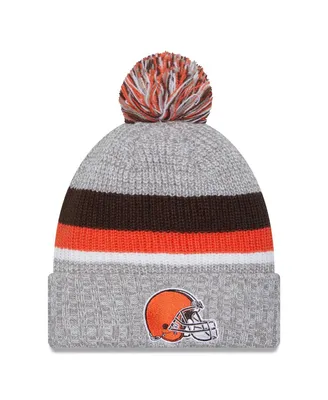 Men's New Era Heather Gray Cleveland Browns Cuffed Knit Hat with Pom