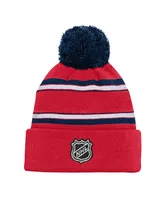 Youth Boys and Girls Washington Capitals Red Jacquard Cuffed Knit Hat with Pom