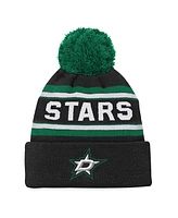 Youth Boys and Girls Dallas Stars Black Jacquard Cuffed Knit Hat with Pom