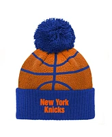 Preschool Boys and Girls Blue New York Knicks Basketball Head Cuffed Knit Hat with Pom