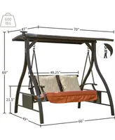 Adjustable Canopy Hammock Swing with Solar Light & Cushions