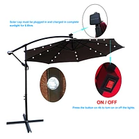 Simplie Fun 10 Ft Outdoor Patio Umbrella Solar Powered Led Lighted Sun Shade Market Waterproof 8 Ribs