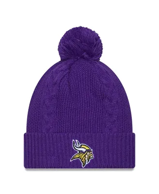 Women's New Era Purple Minnesota Vikings Cabled Cuffed Knit Hat with Pom