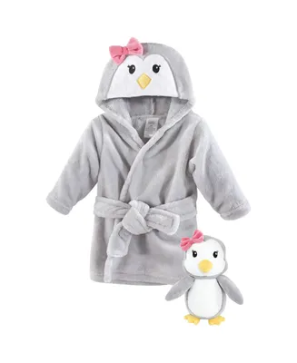 Luvable Friends Baby Girls h Bathrobe and Toy Set Penguin