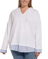 Tommy Hilfiger Plus Woven-Hem Hoodie