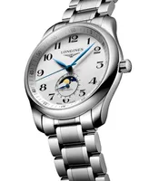 Longines Men's Swiss Automatic Master Moonphase Stainless Steel Bracelet Watch 40mm