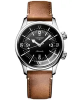 Longines Men's Swiss Automatic Legend Diver Brown Leather Strap Watch 39mm