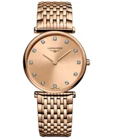 Longines Women's Swiss La Grande Classique de Longines Diamond (1/10 ct. t.w.) Rose Gold Pvd Bracelet Watch 29mm