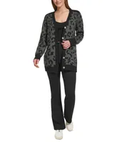 Dkny Jeans Women's Animal-Print Long-Sleeve Cardigan Sweater