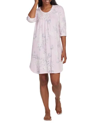 Miss Elaine Women's 3/4-Sleeve Floral Nightgown