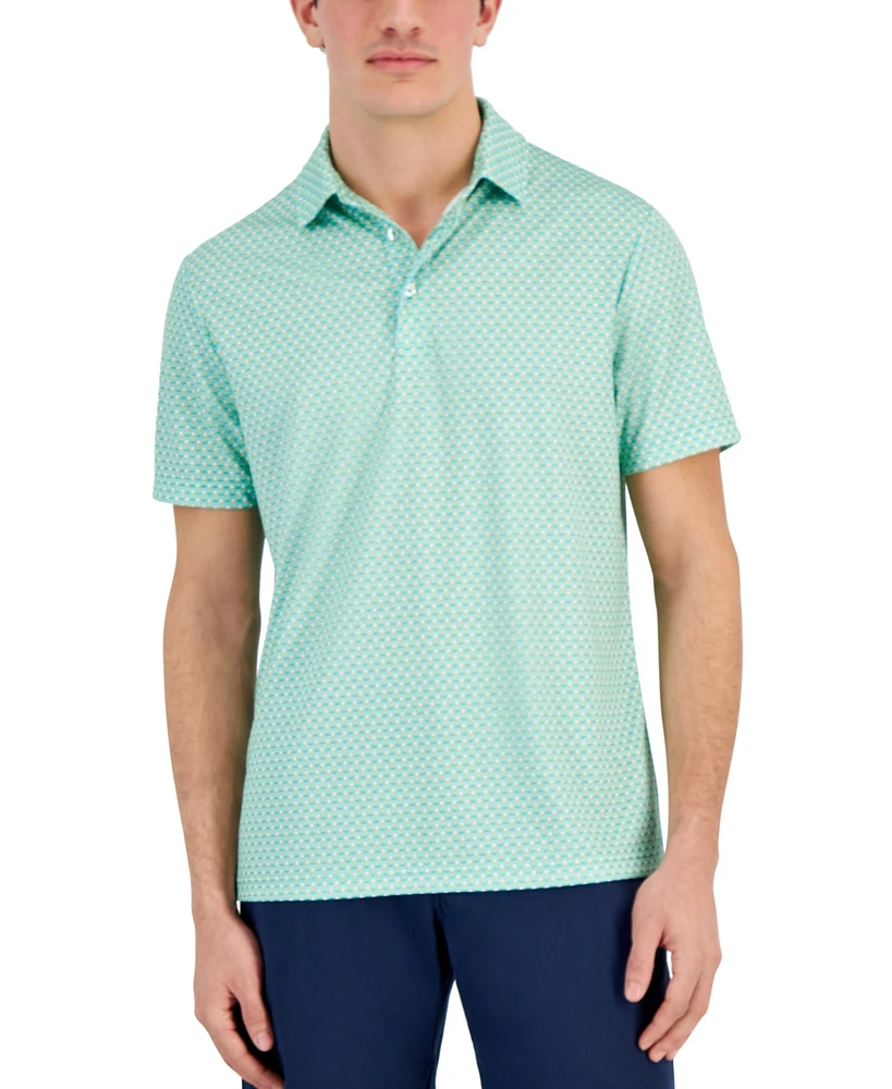 Club Room Men's Golf Ball Print Short Sleeve Tech Polo Shirt, Created for Macy's