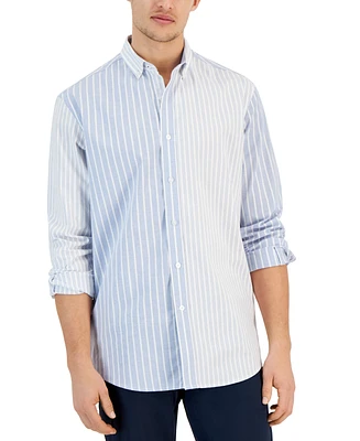 Club Room Men's Mixed Stripe Long Sleeve Button-Down Oxford Shirt, Created for Macy's