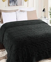 Superior Boho Knit Jacquard Fleece Plush Fluffy Blanket, King