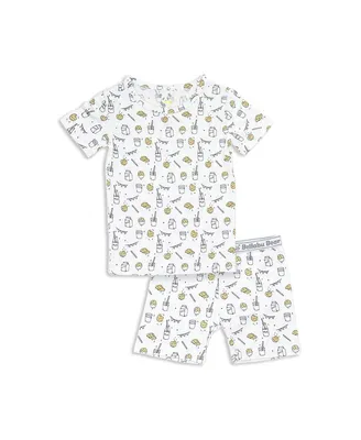 Bellabu Bear Toddler|Child Unisex Original Milk & Cookies Kids 2-Piece Short Sleeve Shorts Pajama Set