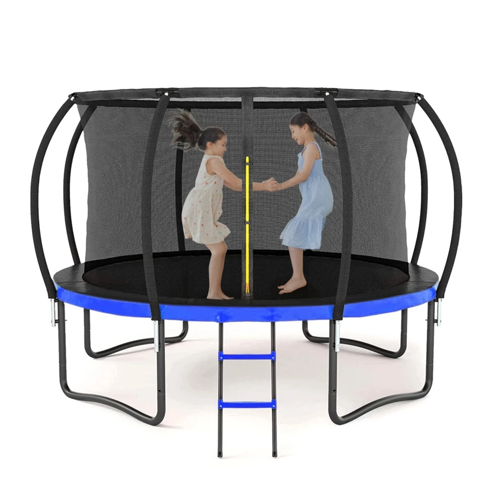 Simplie Fun Outdoor Trampoline with Safety Enclosure and Accessories