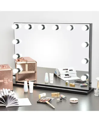 Byootique 33"x24" Hollywood Lighted Vanity Makeup Mirror 12 Led Bulbs Studio