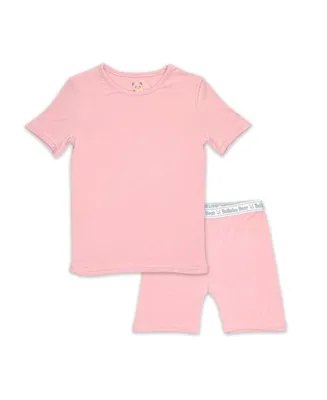 Bellabu Bear Toddler| Child Girls Dusty Rose Kids 2-Piece Short Sleeve & Shorts Pajama Set