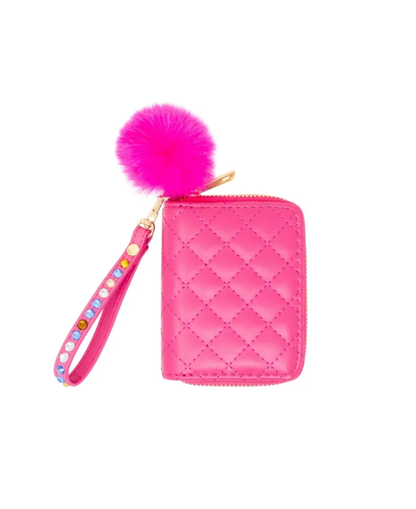 Tiny Treats + Zomi Gems Girls Hot Pink Quilted Rhinestone Strap Wallet