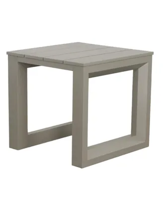 Simplie Fun Versatile Patio End Table - Neutral Tones, Modern Geodesic Pattern - Rust-Resistant Aluminum,