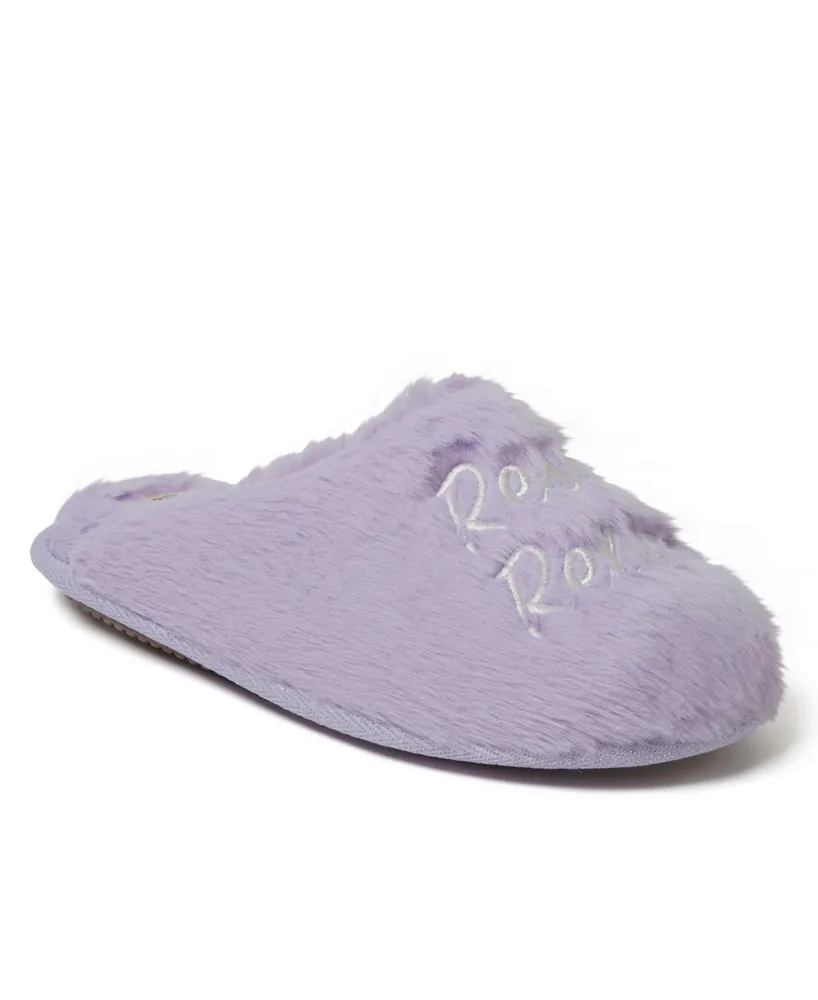 Dearfoams Women's Bailey Holiday Faux Fur Scuff Slippers