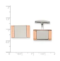 Chisel Stainless Steel Polished Rose Ip-plated Rectangle Cufflinks