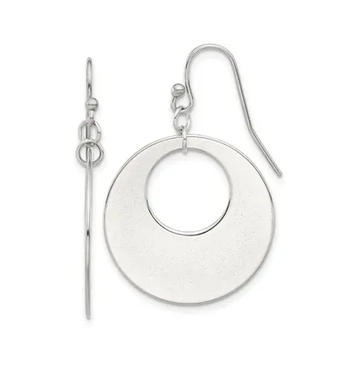 Chisel Stainless Steel Polished Circles Dangle Shepherd Hook Earrings