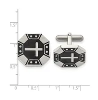 Chisel Stainless Steel Brushed Black Ip-plated Cross Cufflinks