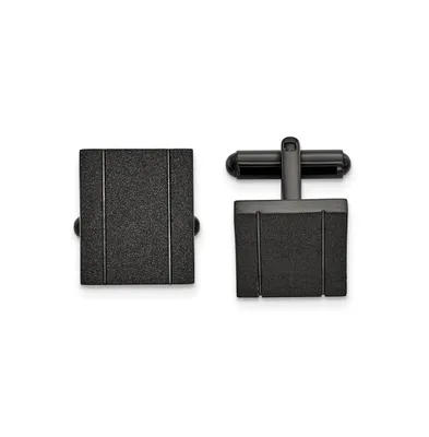 Chisel Stainless Steel Polished Black Ip-plated Laser cut Cufflinks