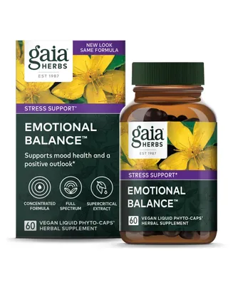 Gaia Herbs Emotional Balance - Stress Support Supplement to Help the Body Cope with Stress - With St. John's Wort, Passionflower, Vervain, and Oats