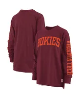 Women's Pressbox Heathered Maroon Virginia Tech Hokies Two-Hit Canyon Long Sleeve T-shirt