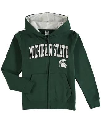 Big Boys Green Michigan State Spartans Applique Arch and Logo Full-Zip Hoodie