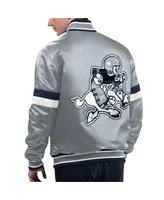 Men's Starter Gray Dallas Cowboys Home Game Satin Full-Snap Varsity Jacket