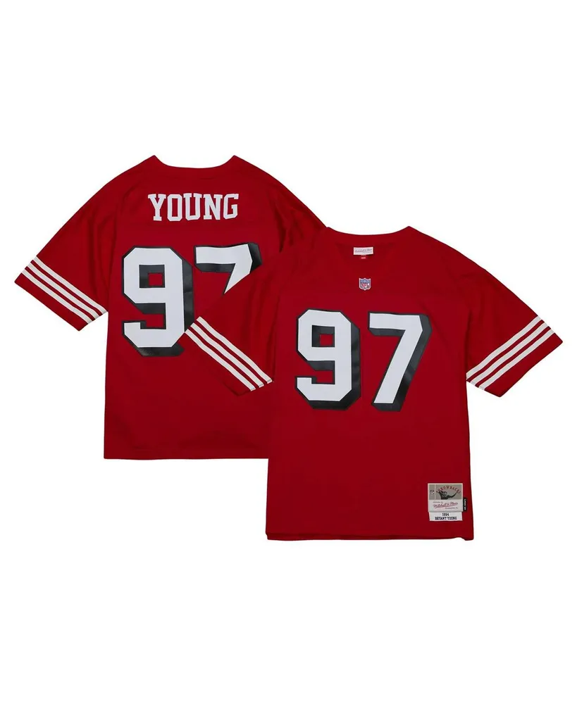 Men's Mitchell & Ness Bryant Young Scarlet Distressed San Francisco 49ers Legacy Replica Jersey