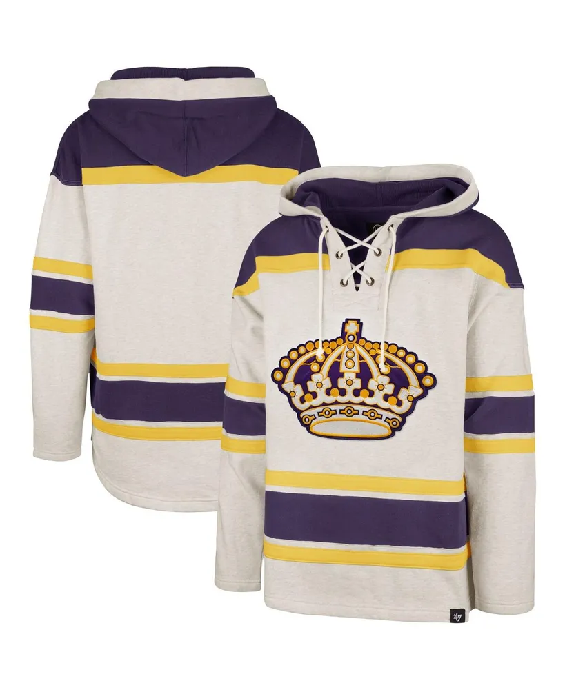 Men's '47 Brand Oatmeal Los Angeles Kings Rockaway Lacer Pullover Hoodie